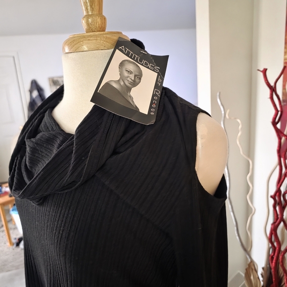 Attitude Black Cold Shoulder Top - Picture 3 of 12